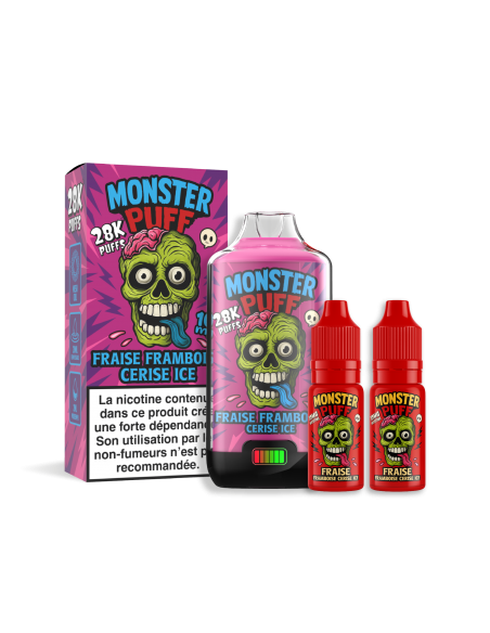 MONSTER PUFF 28 K FRAISE FRAMBOISE CERISE ICE