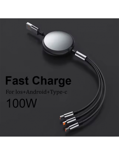 CABLE 100 W RETRACTABLE 3 EN 1 - AL